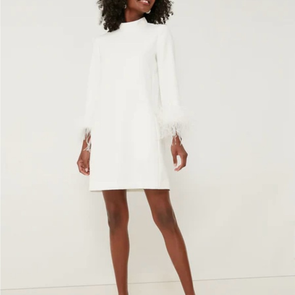 Perfect for Brides! Tuckernuck Elegant White Feather Trim Dress - Picture 5 of 6